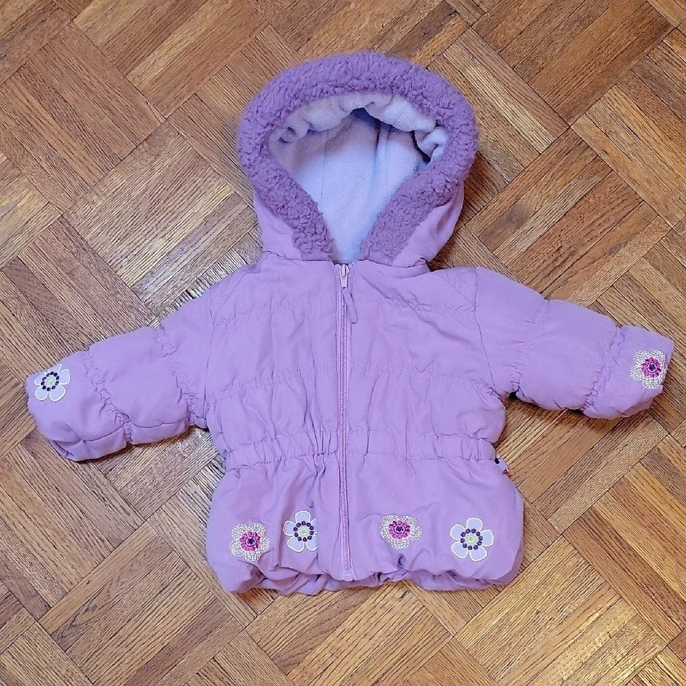 Purple Kids Jacket with Floral Embroidery Size 12 Months